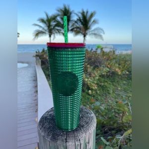 BRAND NEW ~ Starbucks Spring 23' WATERMELON GRID green w PINK lid 24oz tumbler